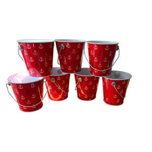 Red metal tins with anchors (7)